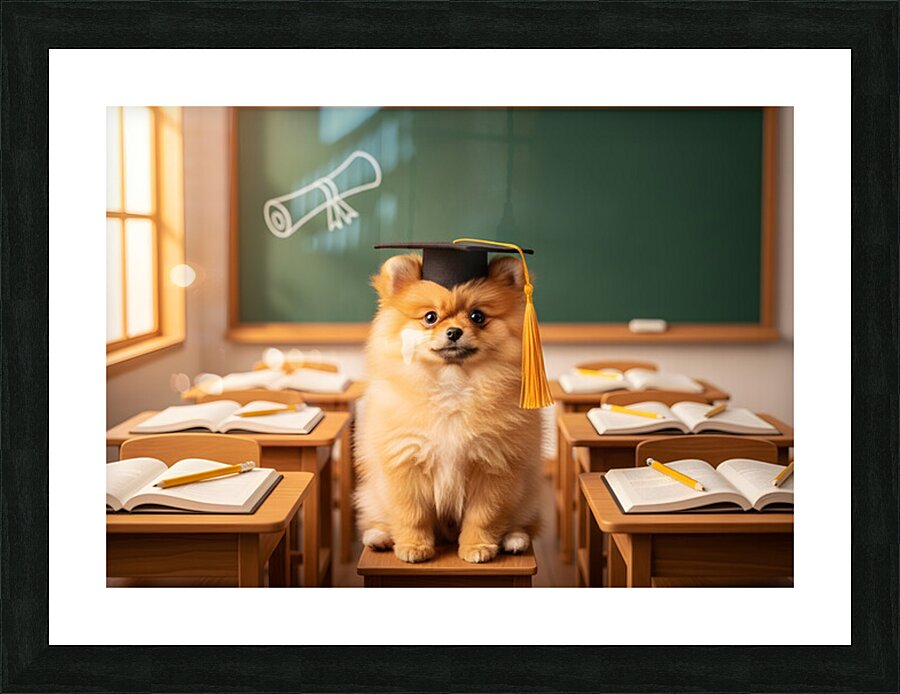 Pomeranian Puppys Big Graduation Day Picture Frame print