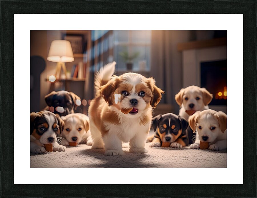 Happy Shih Tzu Puppy Finally Gets A Treat Picture Frame print