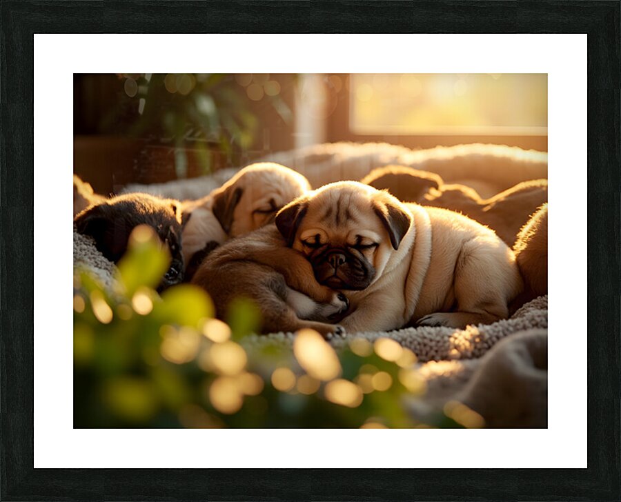 Pug Puppy Dreams In Sunny Spot Picture Frame print