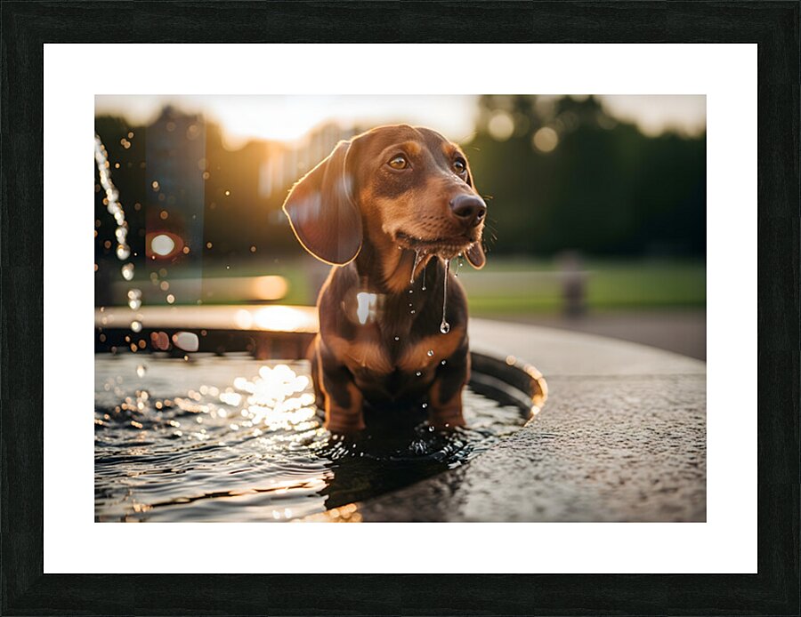 Happy Puppy After Drinking Water Picture Frame print