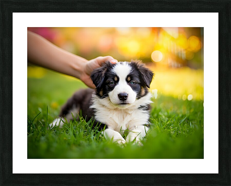 Border Collie Puppy Feeling Sleepy After Ear Scratches Picture Frame print
