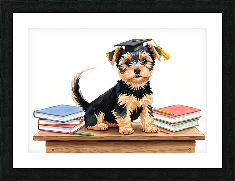 Yorkshire Terrier Puppys First Day Of School Picture Frame print