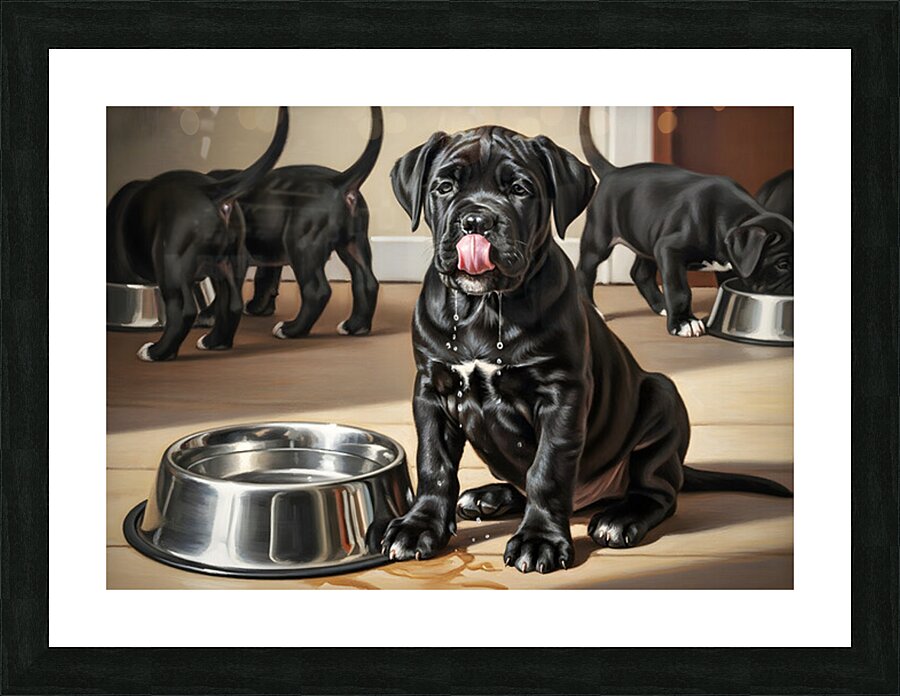 Satisfied Cane Corso Puppy After Drinking Water Picture Frame print