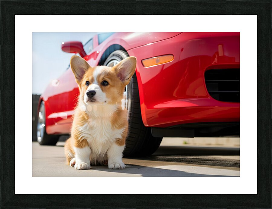 Clean Corgi Puppy After Successful Car Wash Picture Frame print