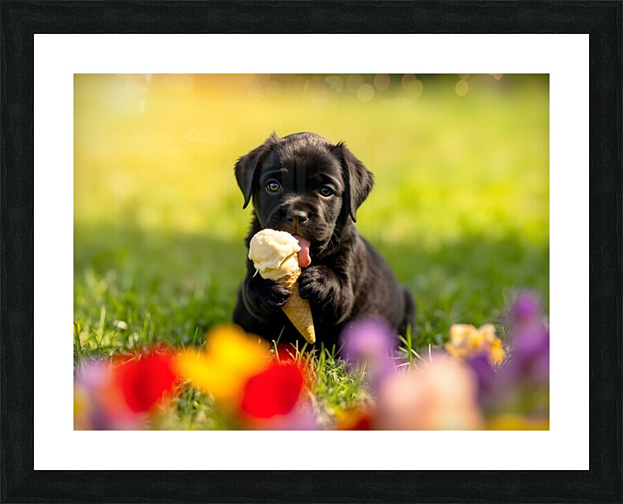 Cane Corso Puppy Discovers Sweet Ice Cream Treat Picture Frame print