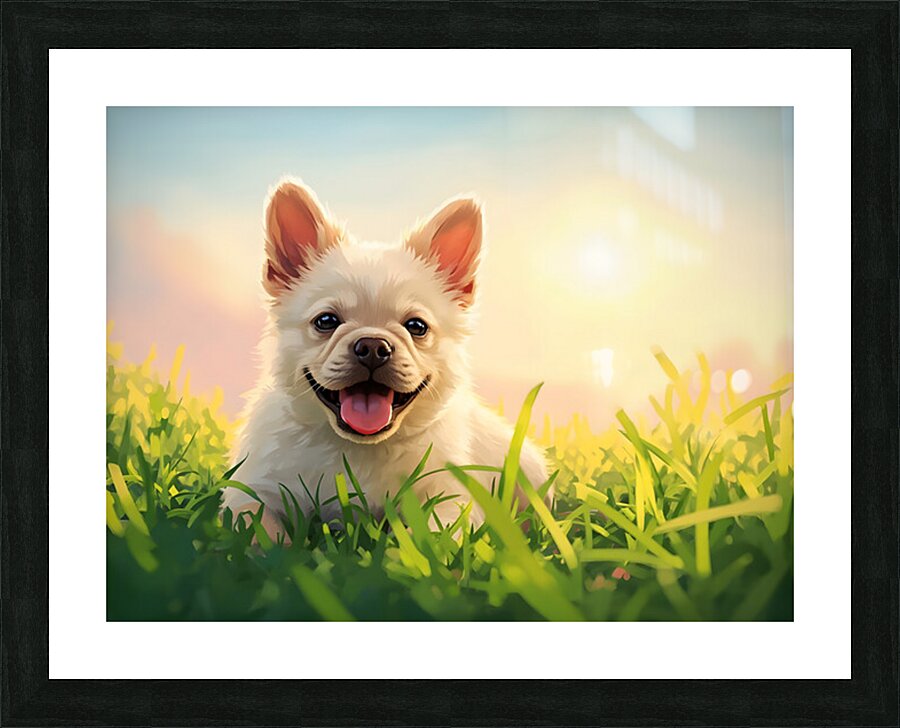 Tired French Bulldog Puppy Resting After Playing Picture Frame print