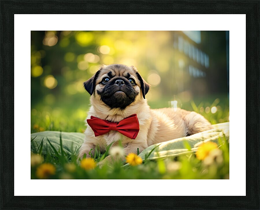 Pug Puppy Relaxes After Fun Day Picture Frame print
