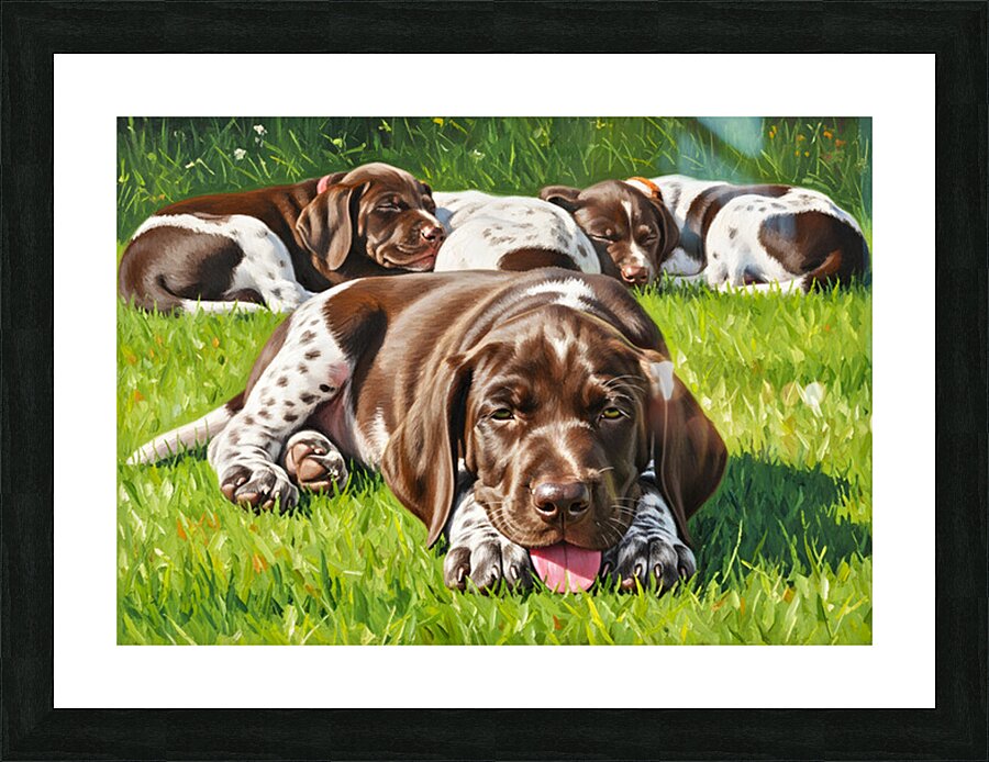 Tired German Shorthaired Pointer Puppy After Playing Picture Frame print