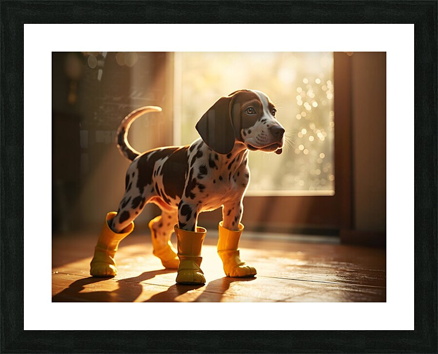 German Shorthaired Pointer Puppy Gets Ready For Rain Picture Frame print