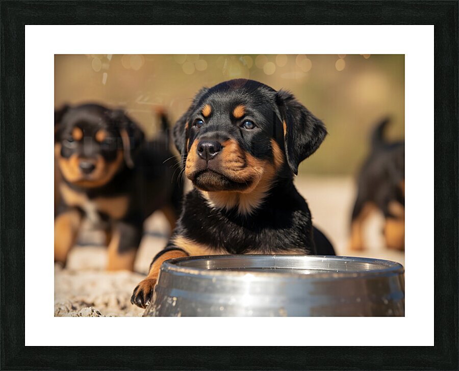 Rottweiler Puppy Feels Refreshed And Happy Picture Frame print