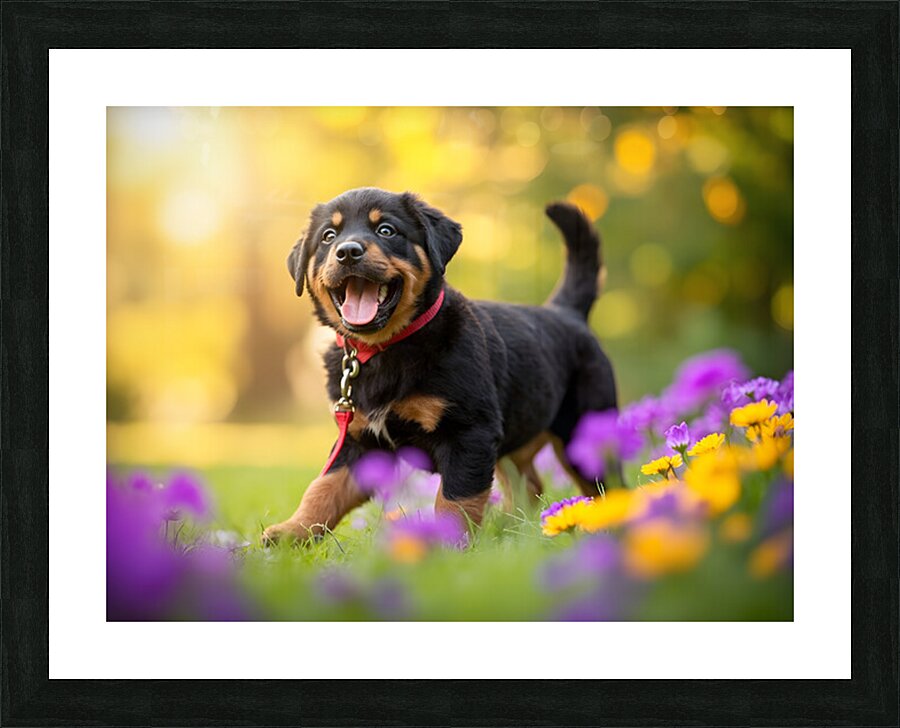 Free Rottweiler Puppy Wags Tail With Joy Picture Frame print
