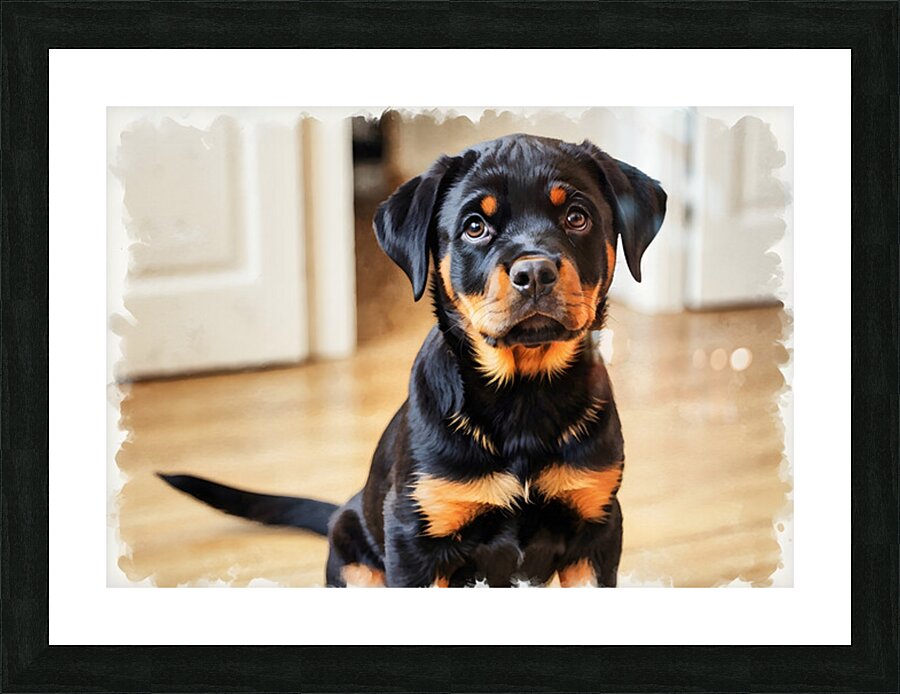 Eager Rottweiler Puppy Hopes For More Scratches Picture Frame print
