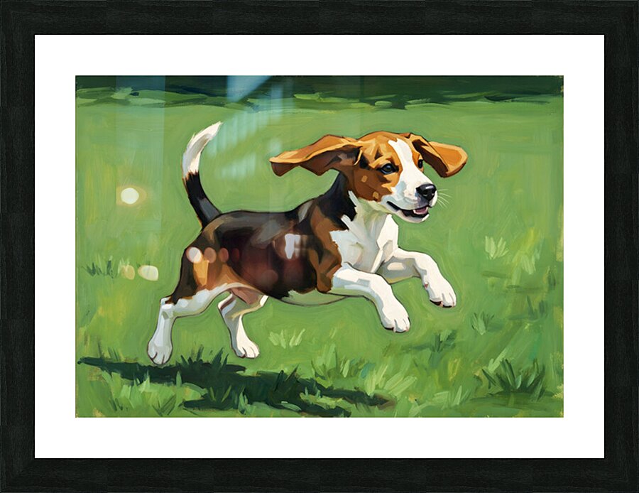 Celebrating Beagle Puppy Success Picture Frame print