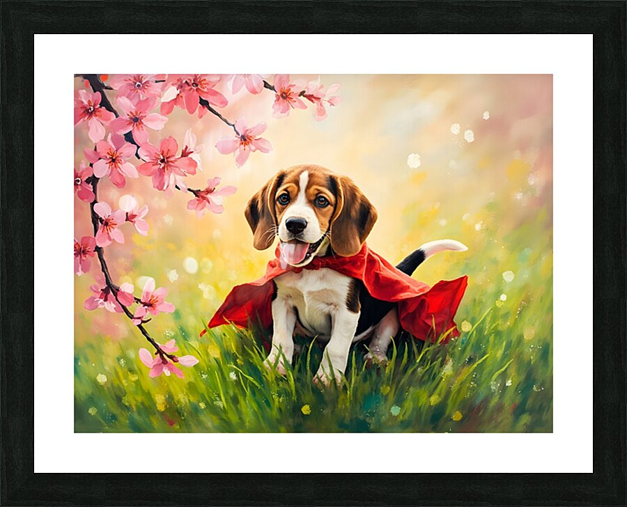 Beagle Puppy Feels Like A True Hero Picture Frame print