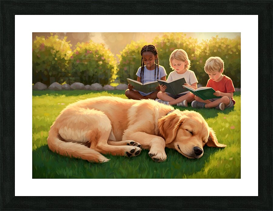 Golden Retriever Puppy Naps After Fun Day Playing Picture Frame print