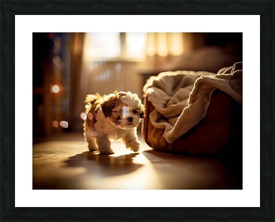 Sleepy Shih Tzu Puppy Ready For Bedtime Picture Frame print