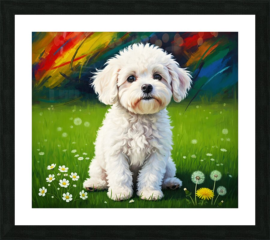 Sleepy Bichon Frise Puppy Resting Peacefully Picture Frame print