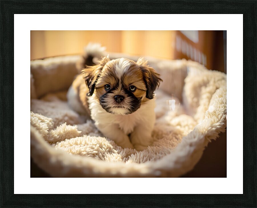 Peaceful Shih Tzu Puppy Sleeping Soundly Picture Frame print