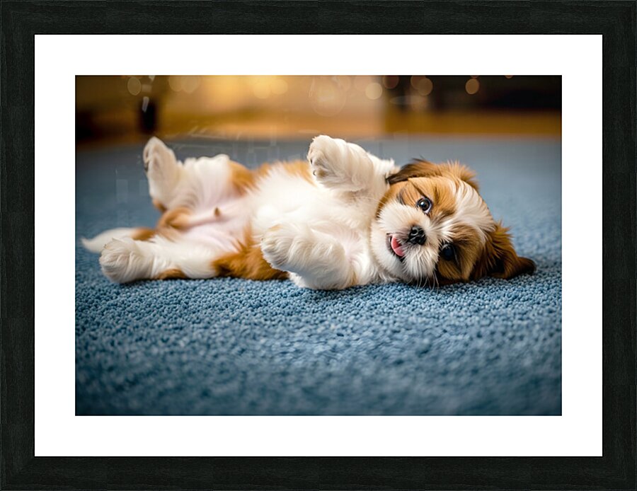 Shih Tzu Puppy Hopes For Belly Rub Time Picture Frame print