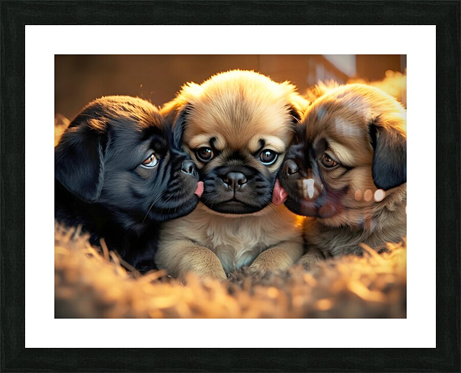 Pug Puppy Rests After Exciting Play Session Picture Frame print