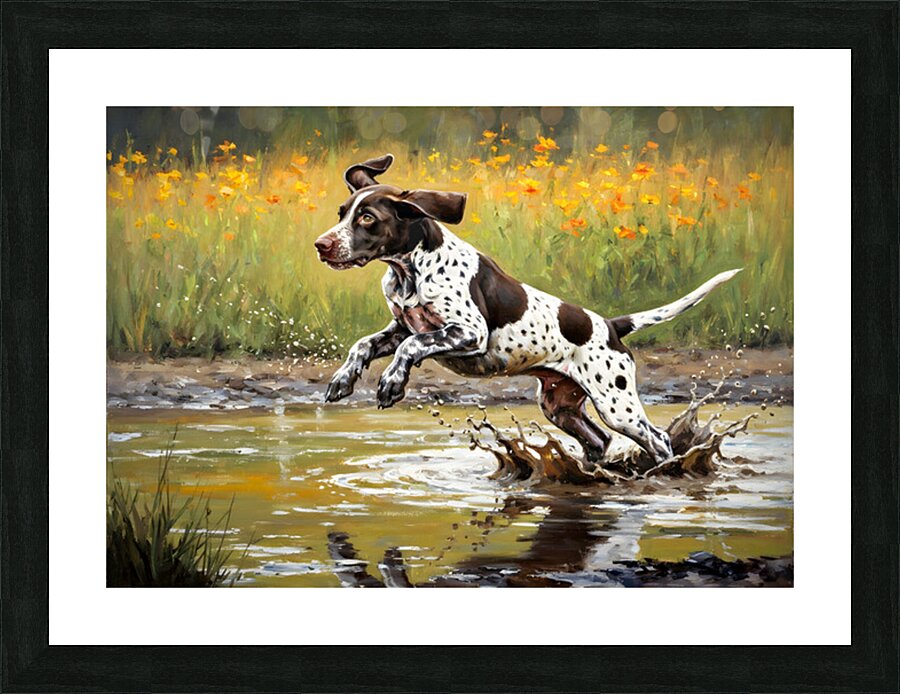 Happy Muddy German Shorthaired Pointer Puppy After Puddle Adventure Picture Frame print