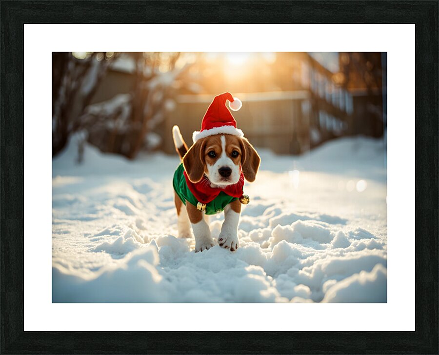 Beagle Puppy Gets Ready For Holiday Fun Picture Frame print