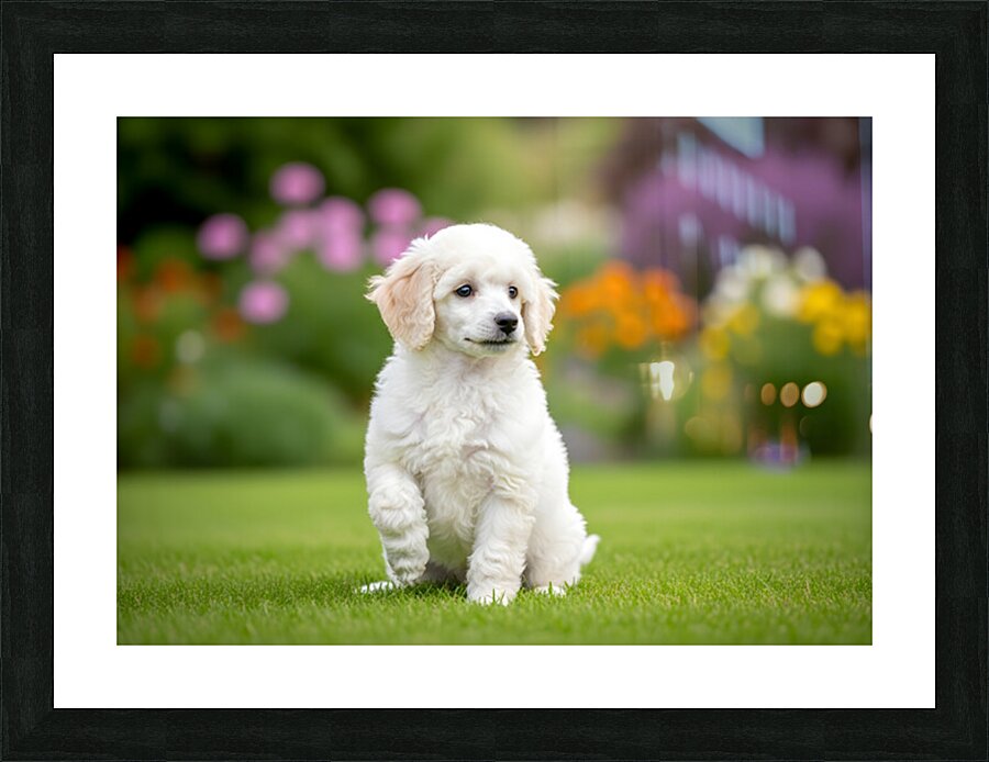 Poodle Puppy Ready To Learn Stay Command Picture Frame print