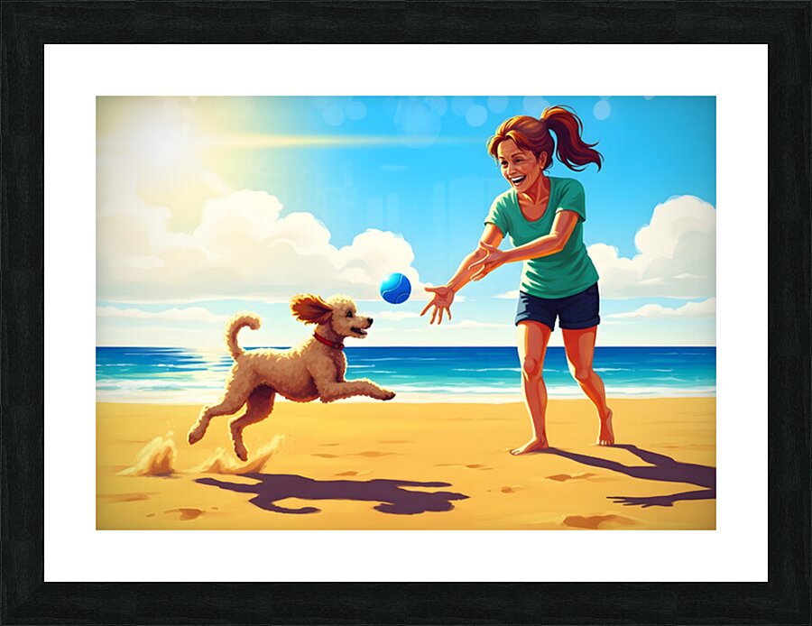 Poodle Puppy Discovers The Sandbox Adventure Picture Frame print