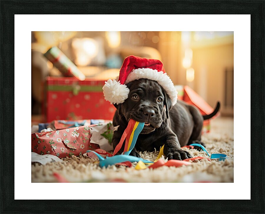 Cane Corso Puppys First Christmas Morning Discovery Picture Frame print