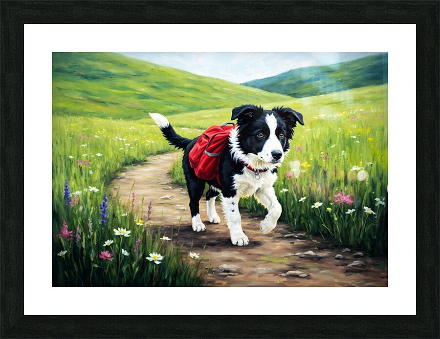 Border Collie Puppy Ready For Adventure Picture Frame print