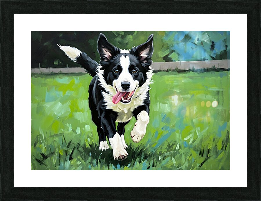 Border Collie Puppy Ready To Chase Picture Frame print