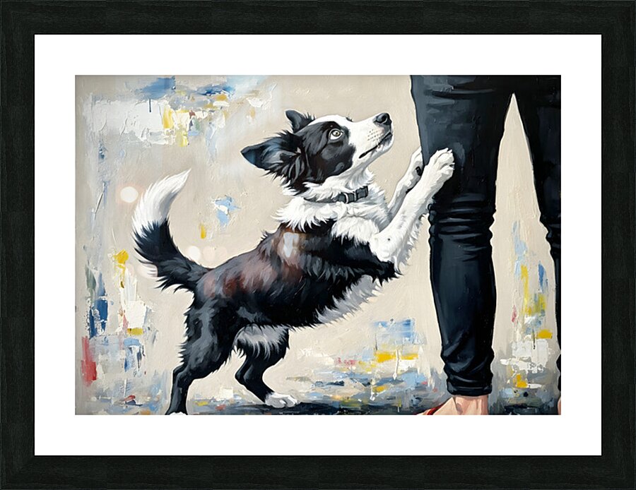 Border Collie Puppys Joyful Garden Victory Dance Picture Frame print