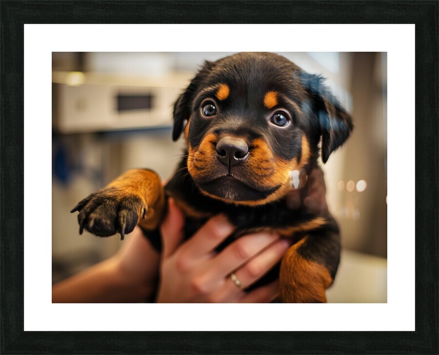 Rottweiler Puppys First Vet Visit Picture Frame print