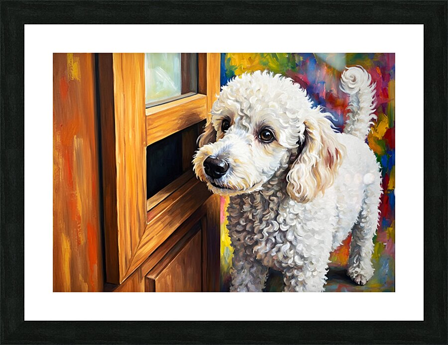 Poodle Puppy Discovers The Mail Slot Picture Frame print