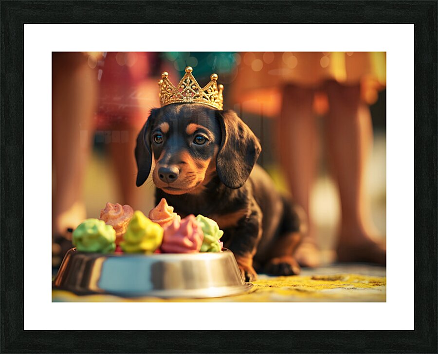 Tired Birthday Puppy Rests After Party Fun Picture Frame print