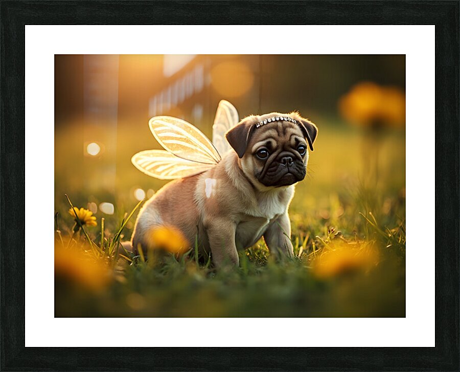Pug Puppy Discovers Real Magic In Play Picture Frame print