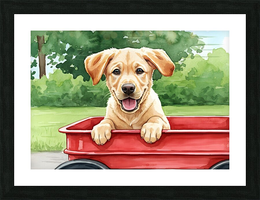 Puppys First Wagon Ride Adventure Picture Frame print