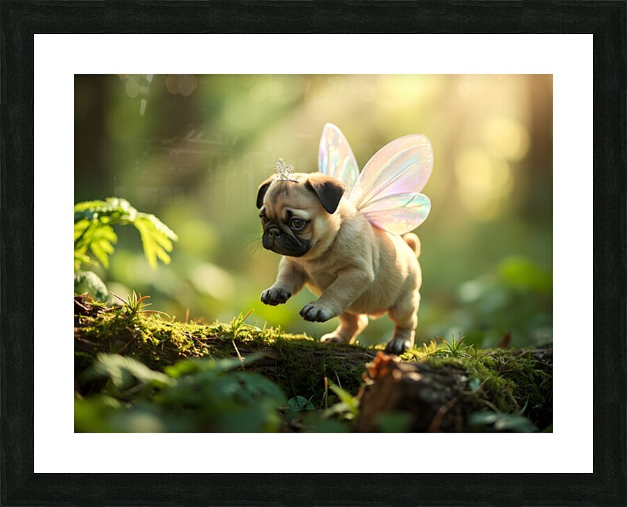 Pug Puppys Magical Garden Adventure Begins Picture Frame print
