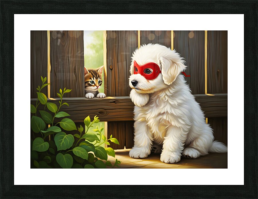 Heroic Bichon Frise Celebrates Successful Rescue Picture Frame print