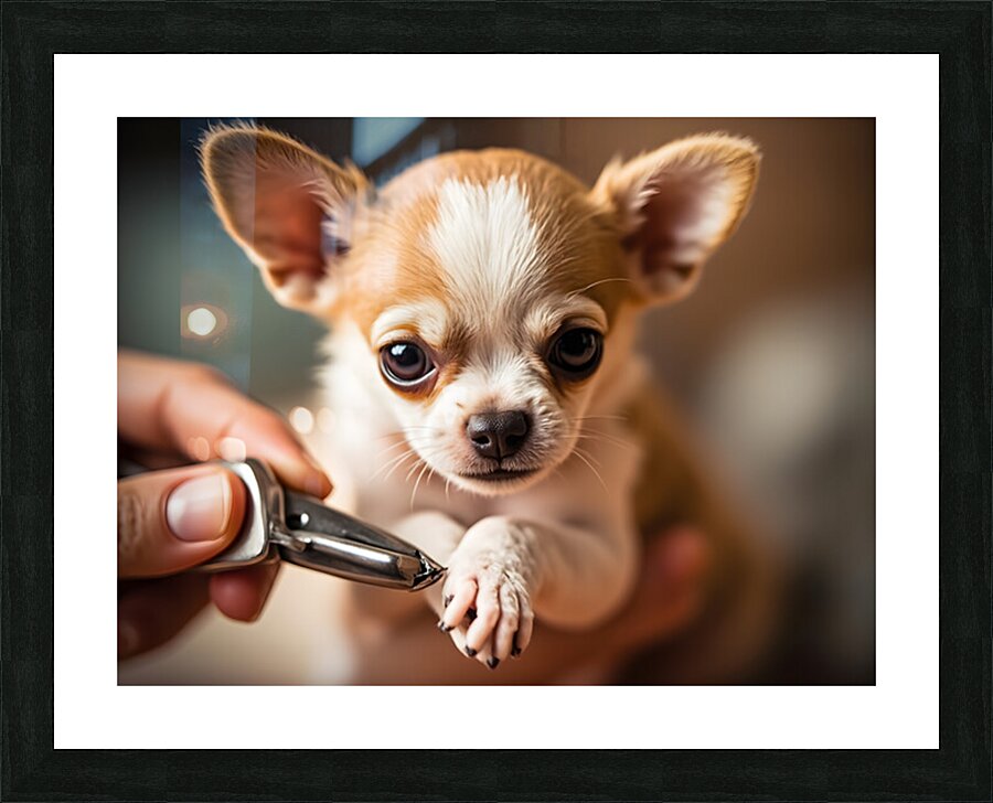 Happy Chihuahua Puppy After Successful Nail Trimming Picture Frame print