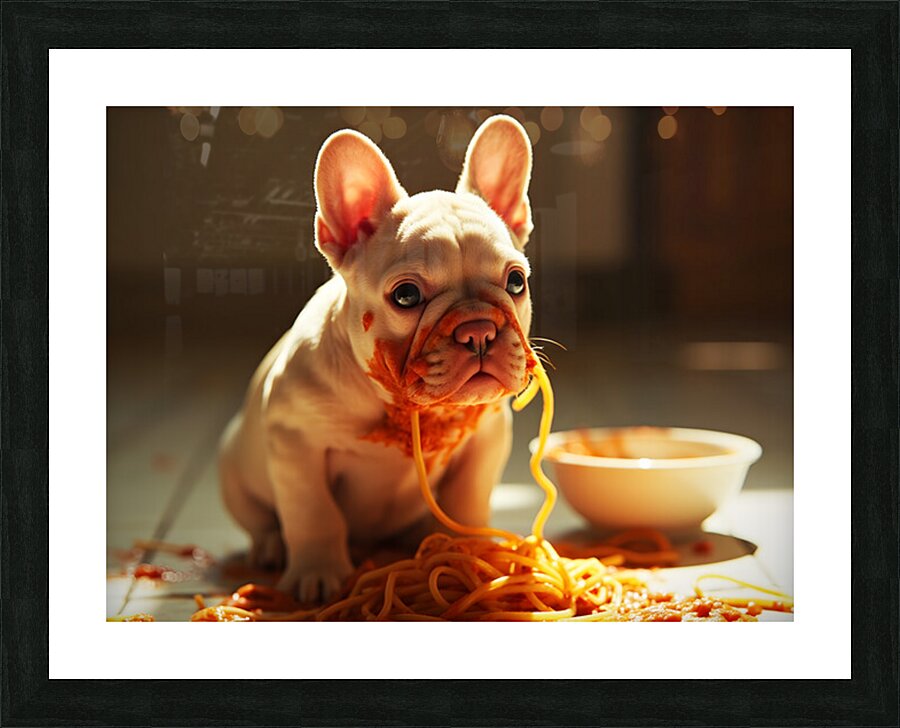 Satisfied Puppy Rests After Big Meal Picture Frame print