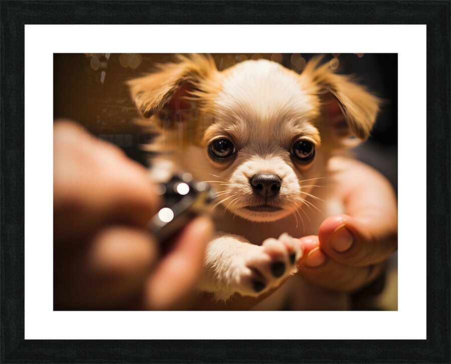 Chihuahua Puppy Waits For Nail Trimming Appointment Picture Frame print