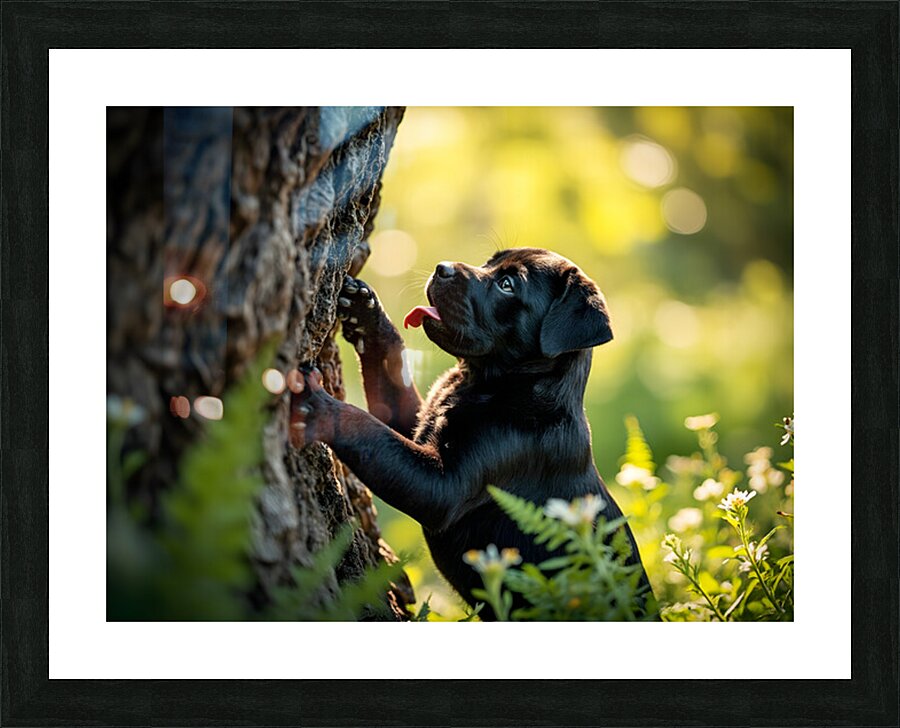 Cane Corso Puppy Spots Squirrel At Tree Base Picture Frame print