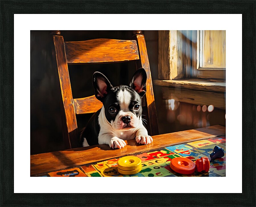 Puppy Proudly Holds Game Piece In Mouth Picture Frame print