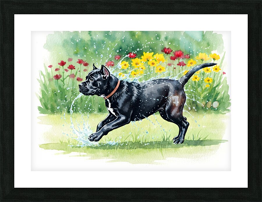 Content Cane Corso Puppy Rests After Rain Play Picture Frame print