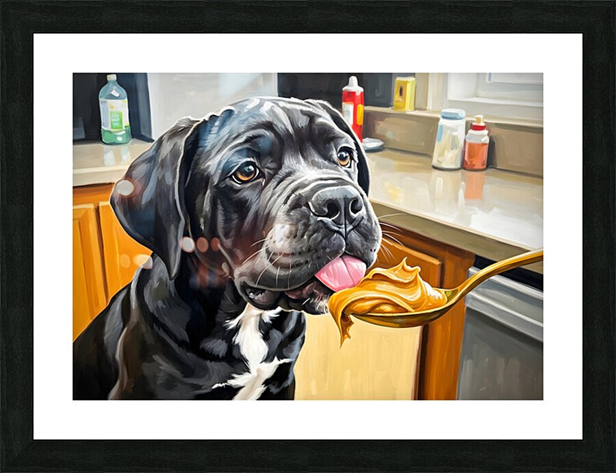 Curious Cane Corso Puppy Discovers New Treat Picture Frame print