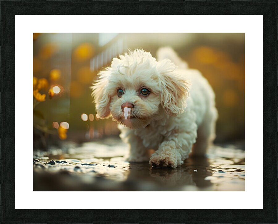 Happy Poodle Puppy Realizes The Truth About Reflections Picture Frame print