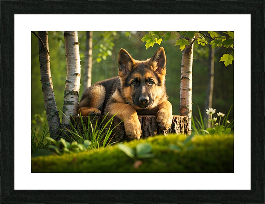 Curious Puppy King Spots Something Interesting Picture Frame print