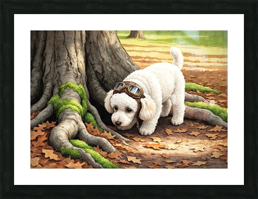 Poodle Puppy Ready For Garden Adventure Picture Frame print