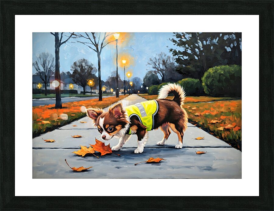 Chihuahua Puppy Ready For Evening Adventure Picture Frame print